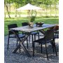 Spisegruppe Scottsdale: 150 cm grtt trebord inkludert 4 stk. Alafors stablebare karmstoler