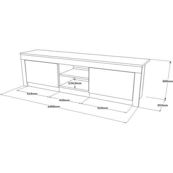 Luvio mediebenk 12 - Eik/hvit Luvio mediebenk 12 - Eik/hvit