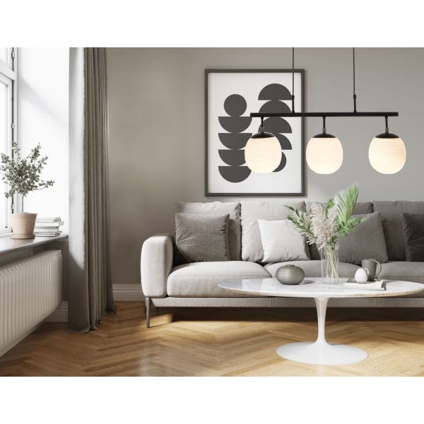 Taklampe Rille - Svart/opalhvit