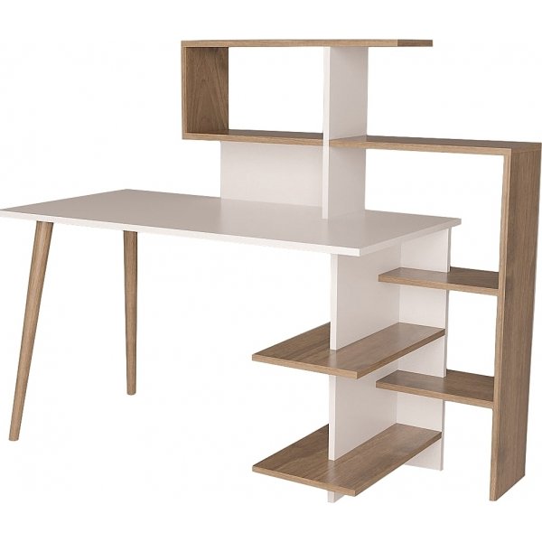 Uzay skrivebord 141,8x60 cm - Valntt/hvit