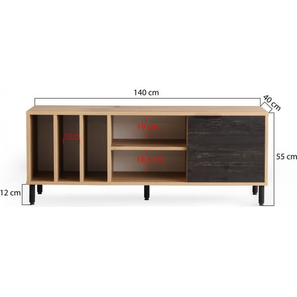 Casares mediebenk - Eik/mrkebrun
