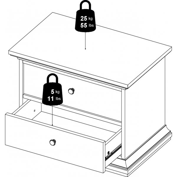 Paris nattbord med 2 skuffer - Hvit Paris nattbord med 2 skuffer - Hvit