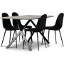 Smokey spisegruppe, spisebord med 4 Carisma flyelsstoler - Sort
