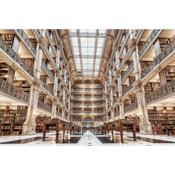 Glassbilde Library - 120x80 cm