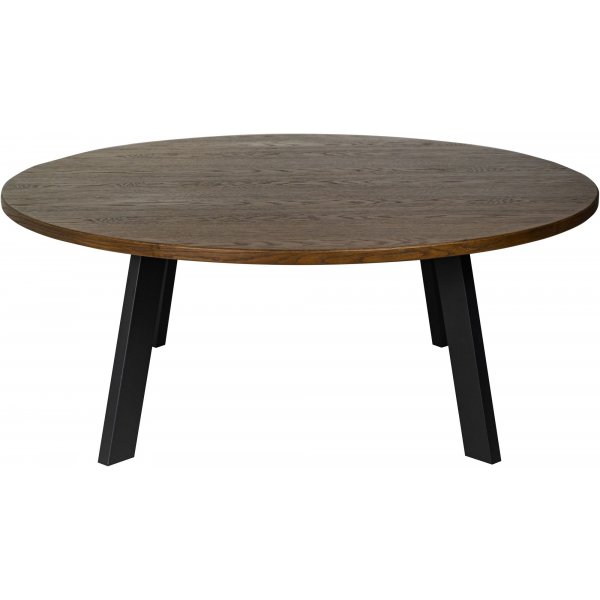 Rundt Freddy salongbord, 115 cm - Brun eikefinr/svart metall