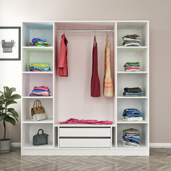 Cikani garderobe 180x52x210 cm - Hvit/fume Cikani garderobe 180x52x210 cm - Hvit/fume