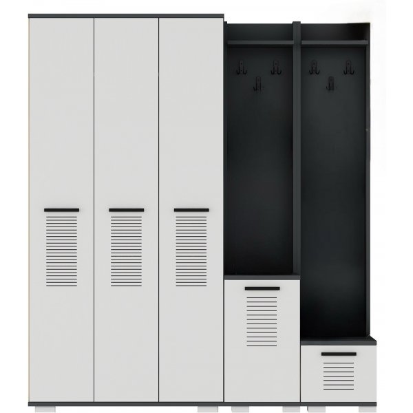 Asimo kleshenger 160 x 45 x 183 cm - Antrasitt/hvit