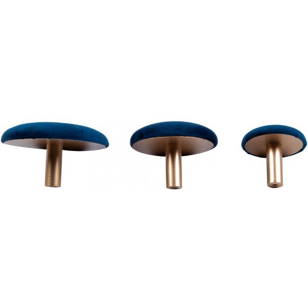 Giza Veggknapper for hengende - Bl / messing - 3 stk