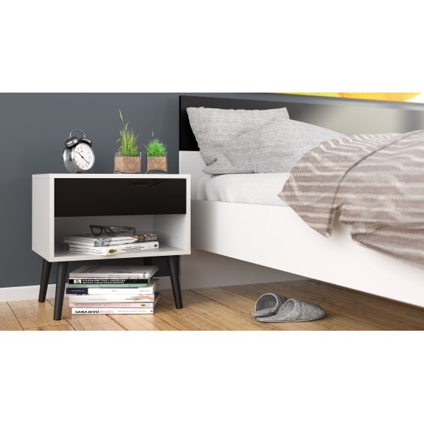 Oslo nattbord - Hvit/svart