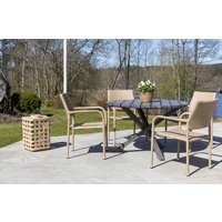 Scottsdale utespisegruppe med 4 stk karmstoler (stablebare) og spisebord Ø112 cm - Natur Scottsdale utespisegruppe med 4 stk karmstoler (stablebare) og spisebord Ø112 cm - Natur