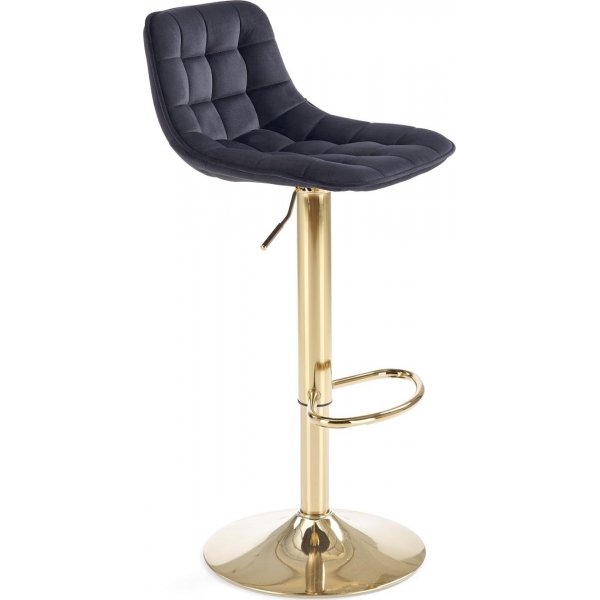 Barkrakk svart fløyel med gullfot - Setehøyde 62-84 cm Barkrakk svart fløyel med gullfot - Setehøyde 62-84 cm