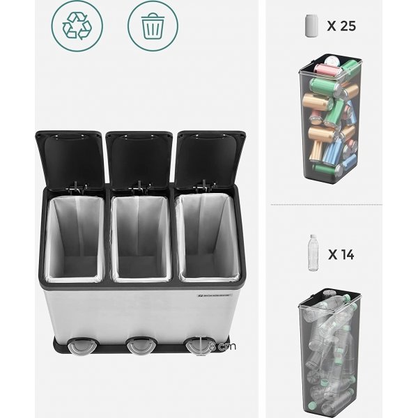 Luan avfallsbeholder 54 l - Sølv/sort Luan avfallsbeholder 54 l - Sølv/sort