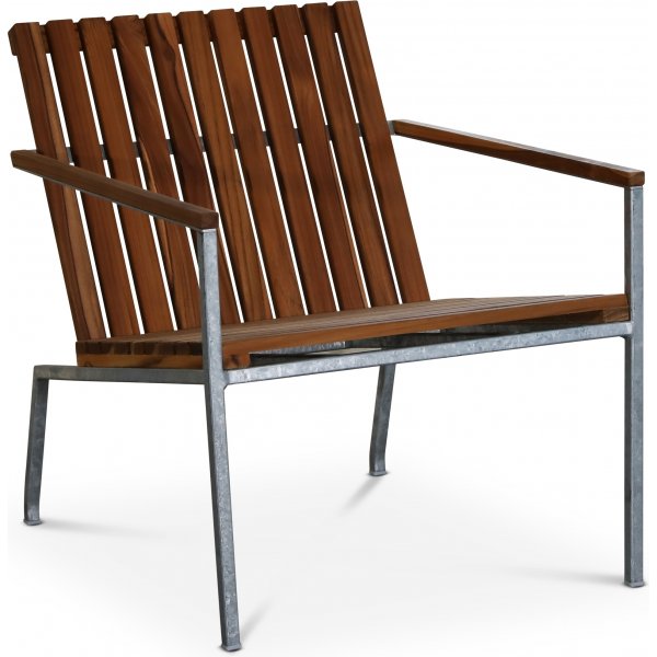 Alva lenestol - Galvanisert metall/teak
