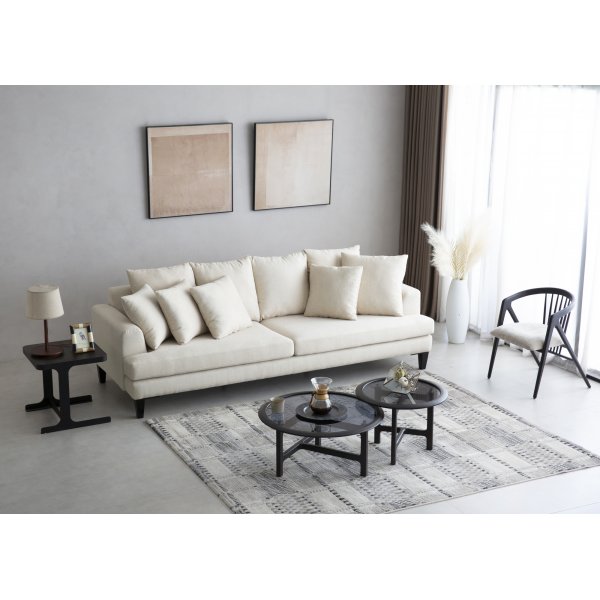 Sofa beige 4-seter med løse puter - Remy Sofa beige 4-seter med løse puter - Remy