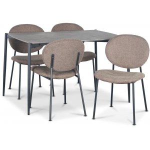 Lokrume spisegruppe med bord på 120 cm i betongimitasjon + 4 stk Tofta brune stoler Lokrume spisegruppe med bord på 120 cm i betongimitasjon + 4 stk Tofta brune stoler