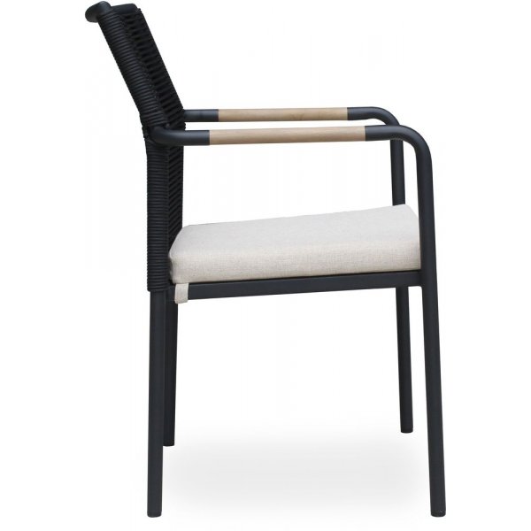 Skanör karmstol i svart tau - Svart/Teak Skanör karmstol i svart tau - Svart/Teak