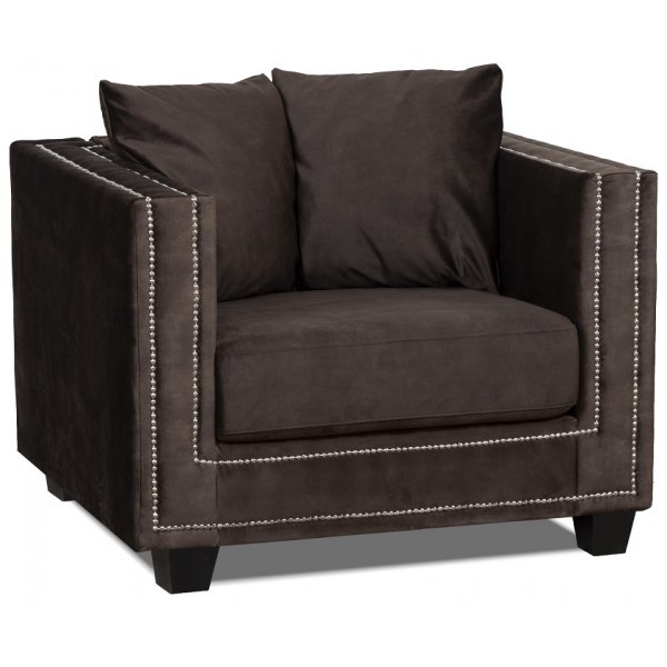 Temple Double Deco lenestol - Vintage brune / sølv nagler Temple Double Deco lenestol - Vintage brune / sølv nagler