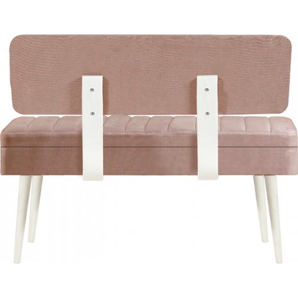 Vina benk med rygg - Hvit/stein Vina benk med rygg - Hvit/stein