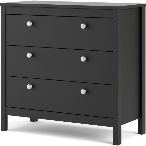 Madrid kommode med 3 skuffer - Sort