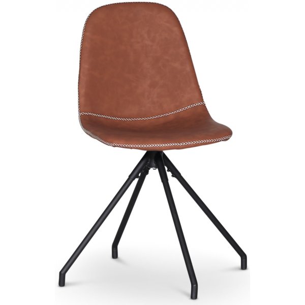 Dipp spisegruppe; spisebord, 180x90 cm med 6 svingbare Bridge spisestoler i konjakkfarget PU