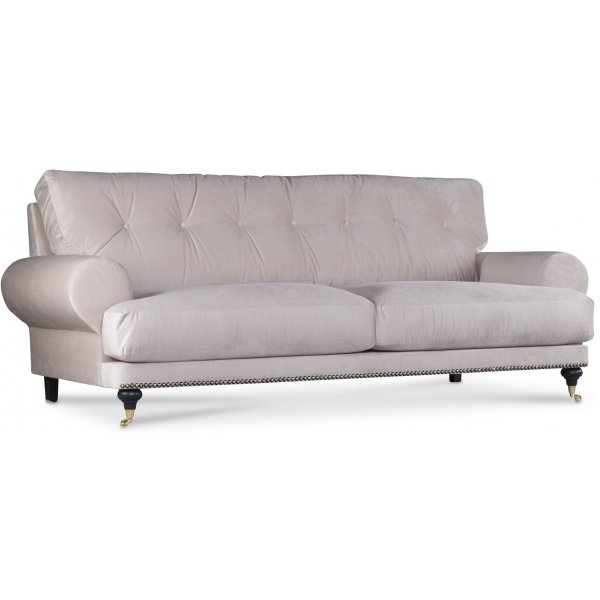 Andrew Deco 3-seters sofa - Beige fløyel Andrew Deco 3-seters sofa - Beige fløyel