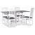 Fr spisegruppe; Fr klaffbord i hvit/gr med 4 Fr spisestoler + 3.00 x Mbelftter