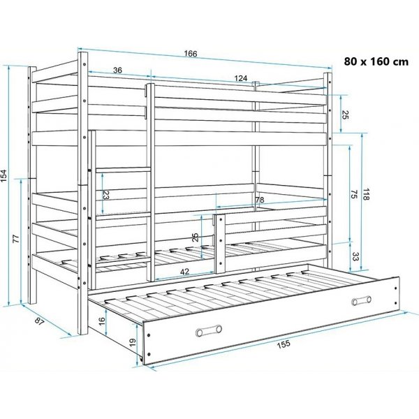 Eryk k�yeseng med ekstra seng - Alle farger og st�rrelser