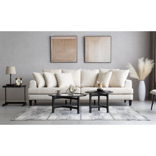 Sofa beige 4-seter med løse puter - Remy Sofa beige 4-seter med løse puter - Remy