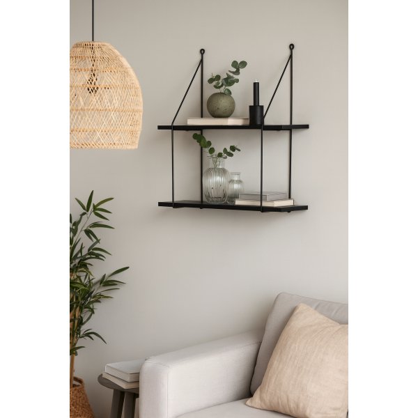 Vegghylle Vesper i svart - 58x59 cm