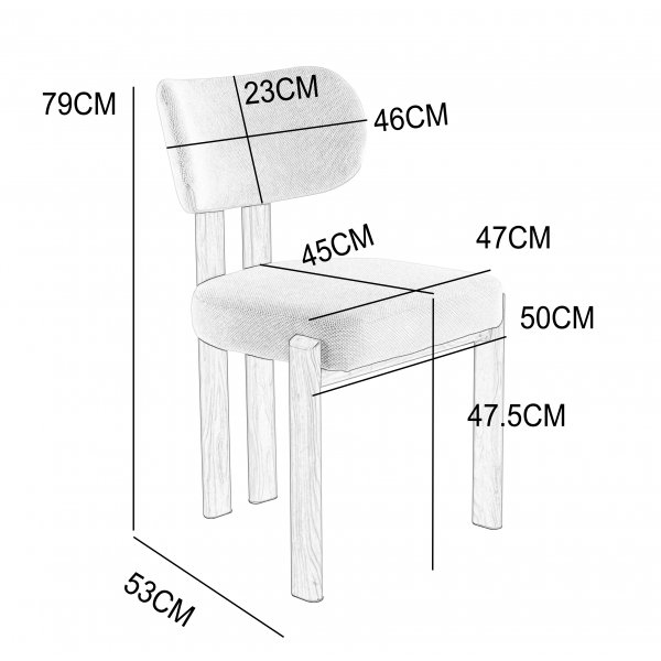 Callum spisestol i beige stoff / ben i valnttfiner