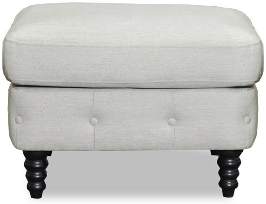 Ashford chesterfield fotskammel - Beige Lin + Møbelføtter Ashford chesterfield fotskammel - Beige Lin + Møbelføtter