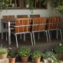 Alva spisegruppe 190x90 cm inkl. 4 stk. stoler  Teak/galvanisert metall