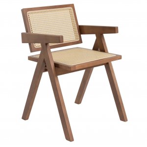 Anna lenestol - Brun med rotting i sete og rygg Anna lenestol - Brun med rotting i sete og rygg