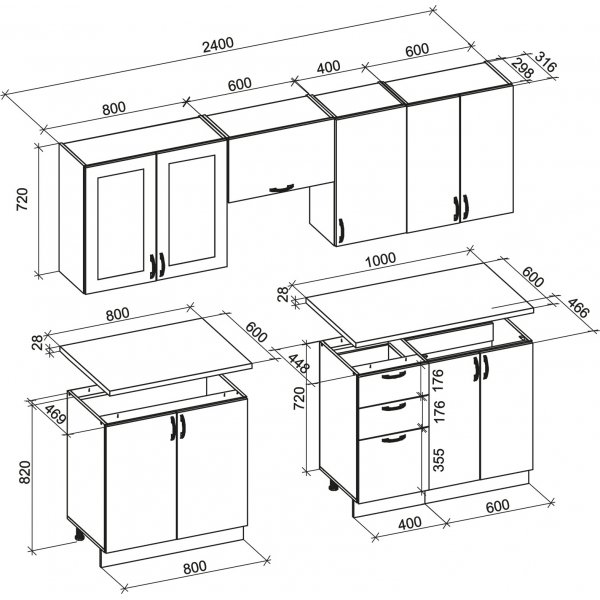 Komplett kjøkken i 7 deler - Hvit / Eik - Elisabeth Komplett kjøkken i 7 deler - Hvit / Eik - Elisabeth