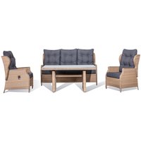 Brisbane utemøbelgruppe 3+1+1 recliner med bord - Natur (kunstrotting) Brisbane utemøbelgruppe 3+1+1 recliner med bord - Natur (kunstrotting)