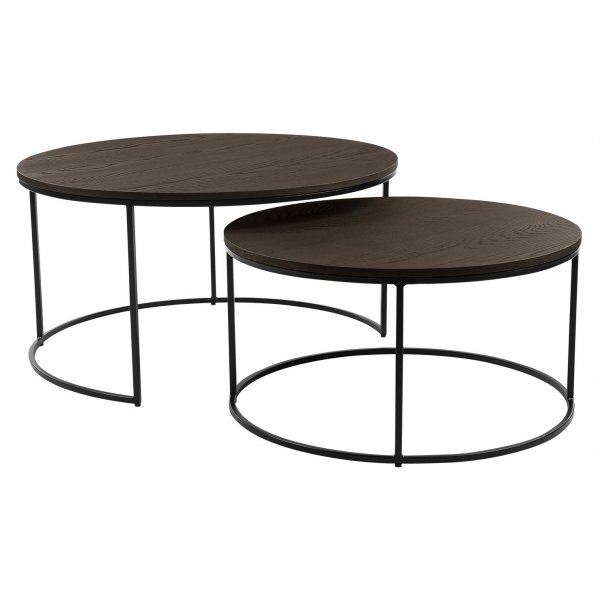 Natalie salongbord rundt 85 cm - Mrk brun eikefiner