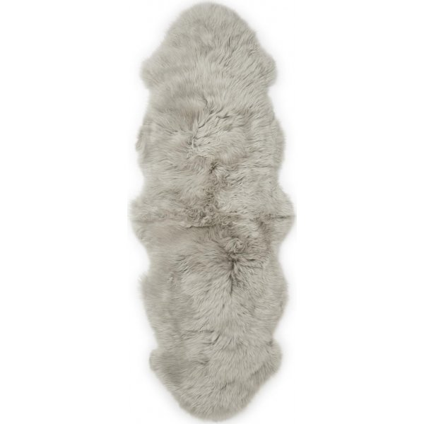 Sknsomt dobbelt saueskinn Silverbeige - 60 x 180 cm