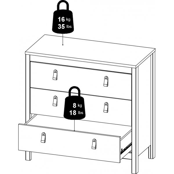 Madrid kommode med 3 skuffer - Sort