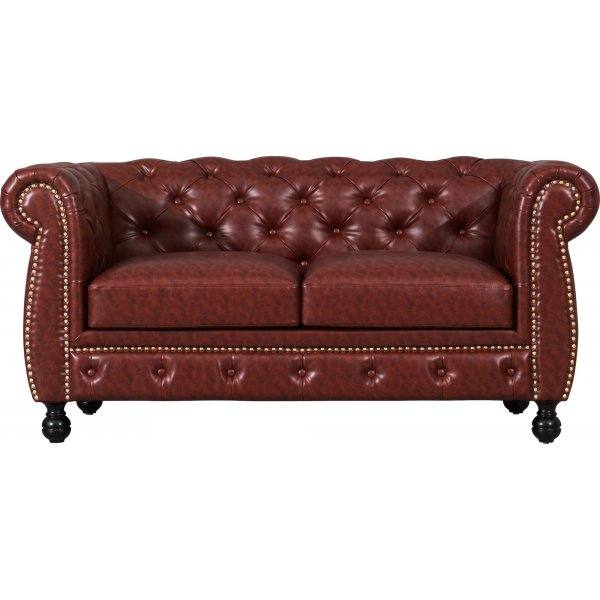 Chesterfield sofa 2-seter i brun PU Chesterfield sofa 2-seter i brun PU