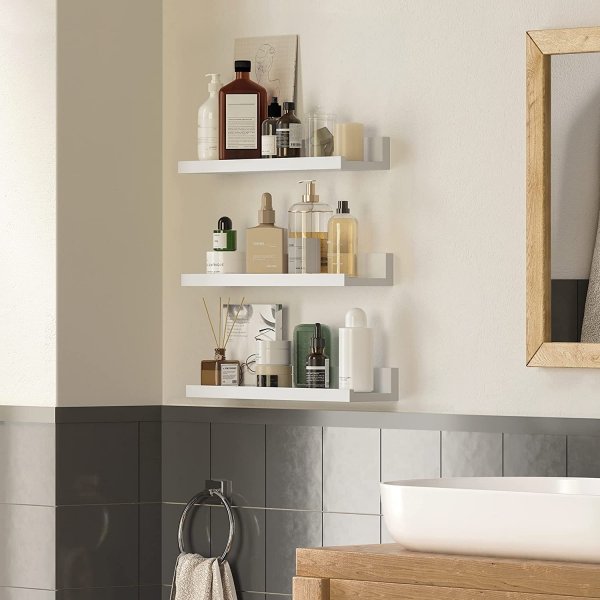 Suwon vegghylle 38 cm, 3-pakning - Hvit