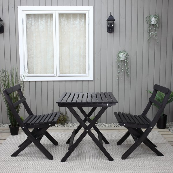 Wilma utegruppebord 65 x 65 cm inkl. 2 stk Knohult stoler - Sort Wilma utegruppebord 65 x 65 cm inkl. 2 stk Knohult stoler - Sort