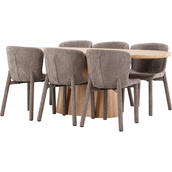 Spisebord Stjärnö med 6 Astoria stoler - Brun + 6.00 x Stolpute Spisebord Stjärnö med 6 Astoria stoler - Brun + 6.00 x Stolpute