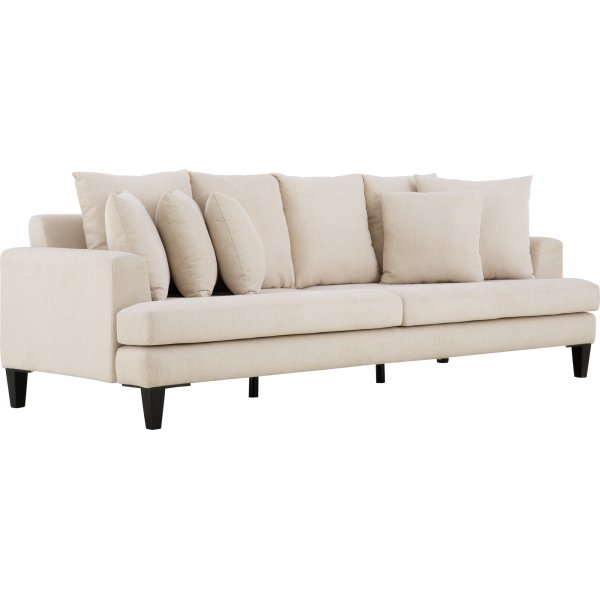 Sofa beige 4-seter med lse puter - Remy