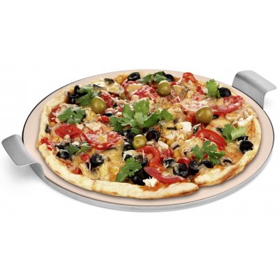 Pizza pizzastein med serveringsstativ i stl - D40 cm