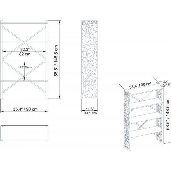 Tongfu bokhylle - Valn�tt/svart