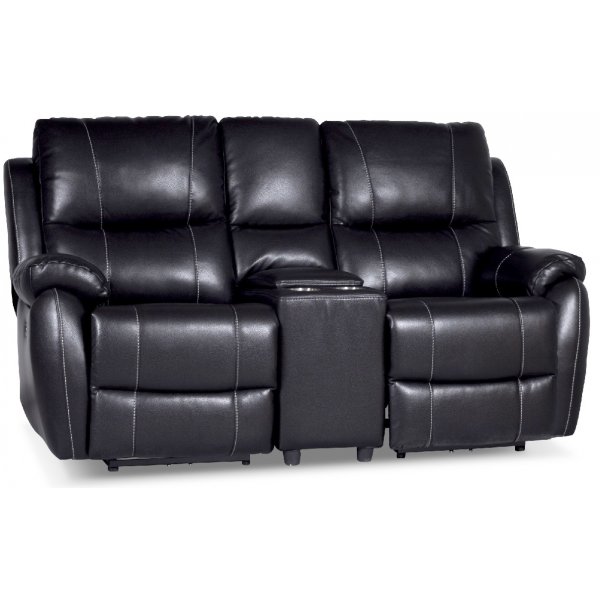 Enjoy Chicago Biosofa - 2-seter sofa recliner (el) i svart kunstskinn