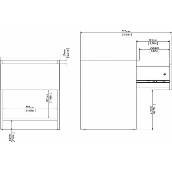 Naia nattbord 1 - Betong/hvit