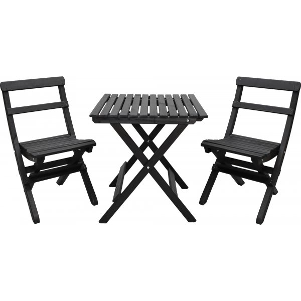 Wilma utegruppebord 65 x 65 cm inkl. 2 stk Knohult stoler - Sort Wilma utegruppebord 65 x 65 cm inkl. 2 stk Knohult stoler - Sort