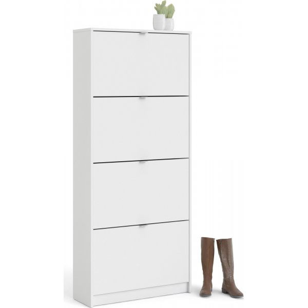 Sko dypt skoskap med 4 rom - Hvit