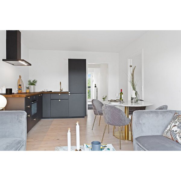 Bolzano spisebord - Marmor imitasjon / messing - ø110 Bolzano spisebord - Marmor imitasjon / messing - ø110